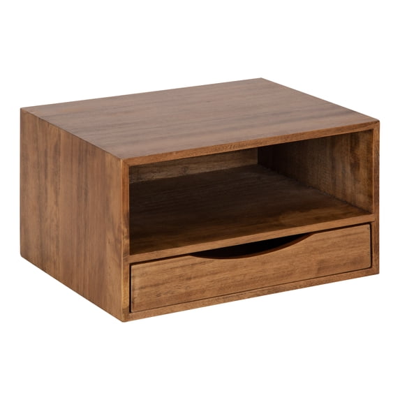 Kate and Laurel Hutton Modern Floating Shelf, 12.5 x 10 x 7, Rustic Brown, Farmhouse Floating Desk For Storage and Display
