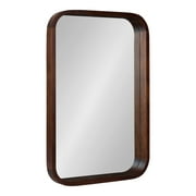 Kate and Laurel Hutton Modern Rounded Rectangle Wall Mirror, 20 x 30, Walnut Brown, Transitional Geometric Mirror for Wall