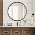 thumbnail image 1 of Kate and Laurel Hutton Round Decorative Wooden Frame Wall Mirror, 30 Inch Diameter, Natural Rustic, Modern Circle Bathroom Mirror for Over Sink with Thick Frame Profile, 1 of 8
