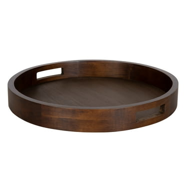 Kate and Laurel Hutton Round Wood Tray, Walnut Brown 18" Diameter