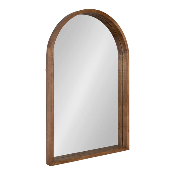 Kate and Laurel Hutton Rustic Modern Farmhouse Arch MIrror, 24" x 36", Natural Wood Finish