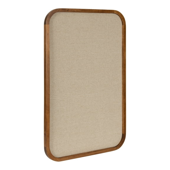 Kate and Laurel Hutton Transitional Pinboard, 20 x 30, Rustic Brown, Radius Rectangle Wall Organizer with Fabric Pinning Surface