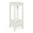 thumbnail image 1 of Kate and Laurel Idabelle Modern Farmhouse Wood Accent Table or Plant Stand with Decorative Metal Skirt, Soft White, 1 of 6