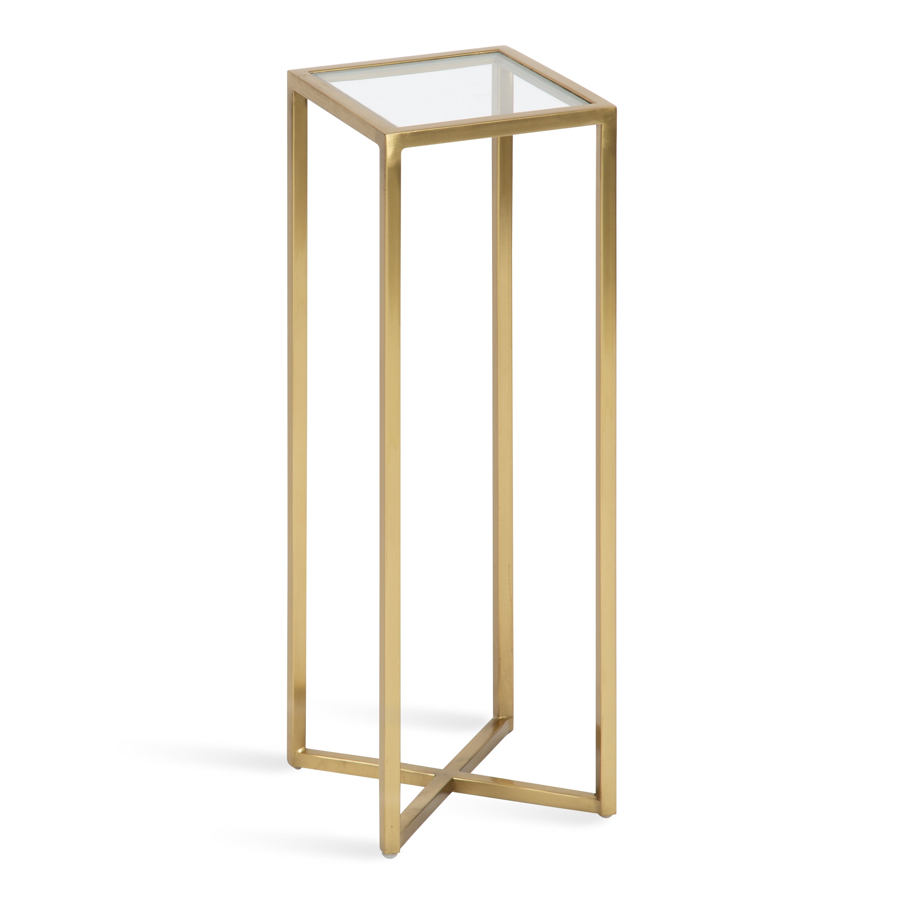 Jaspur Gold and Clear Square Metal and Glass Accent Table