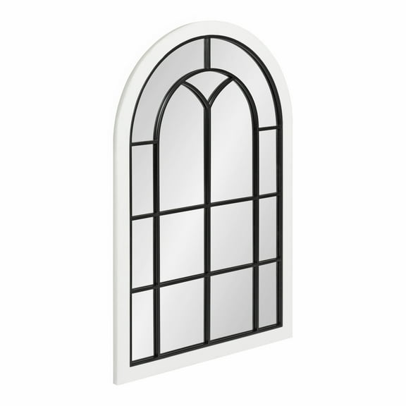 Kate and Laurel Joffrey Farmhouse Arched Mirror, 24 x 36, White, Rustic Window Wall Decor