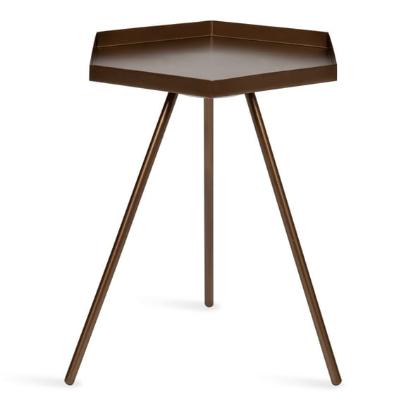 Kate and Laurel Kashvi Modern Side Table, 17 x 15 x 20, Bronze, Decorative Glam Hexagon End Table for Storage and Display