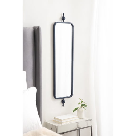 Kate and Laurel Kasota Traditional Slim Panel Wall Mirror, 9 x 36, Navy Blue, Vintage Tall Mirror for Use as Versatile Entryway or Bedroom Wall Decor