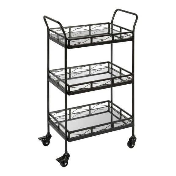 Kate and Laurel Ketia Metal Tray Bar Cart, Black 23x13x35