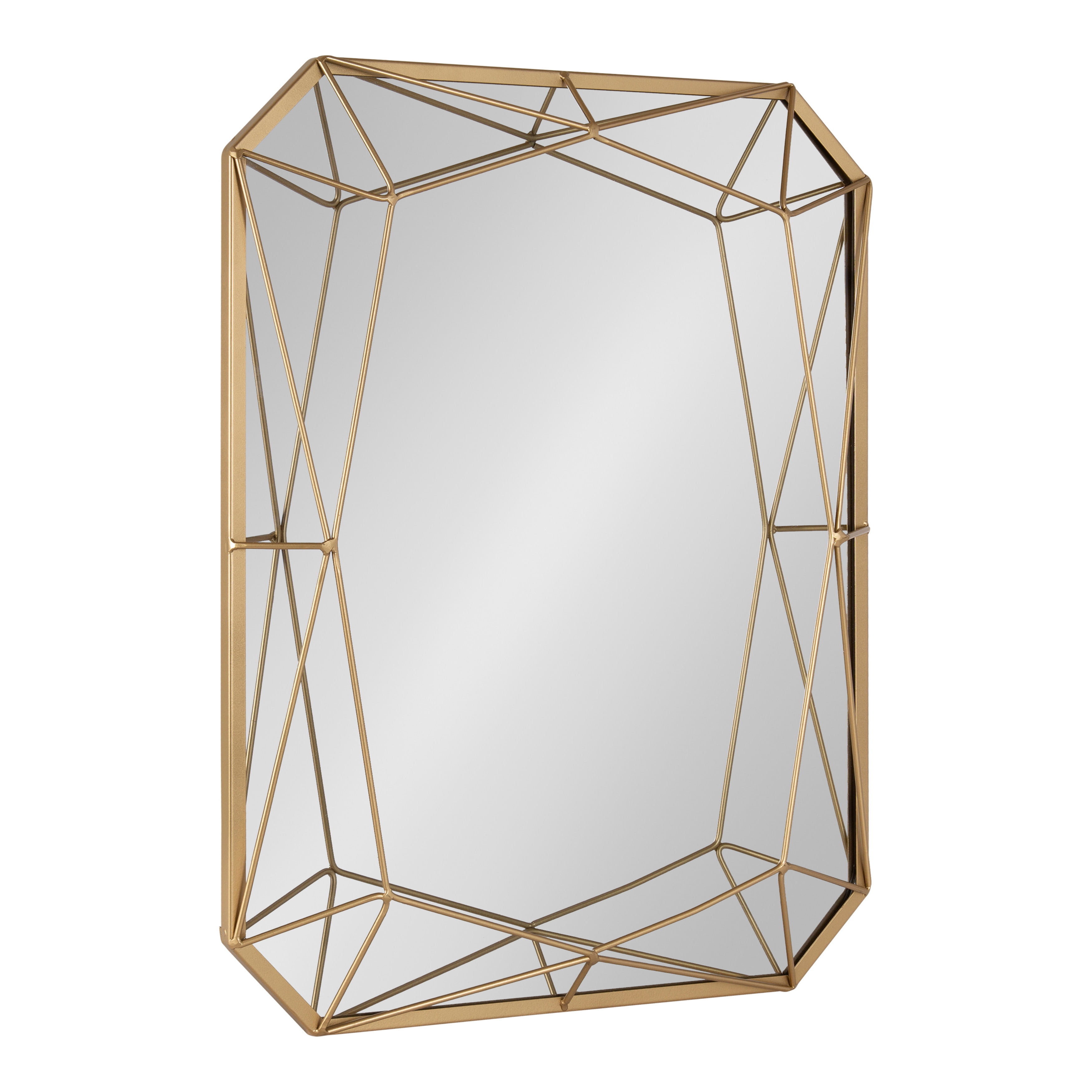 Keyleigh 31"x25.5" Gold Metal Geometric Rectangular Wall Mirror
