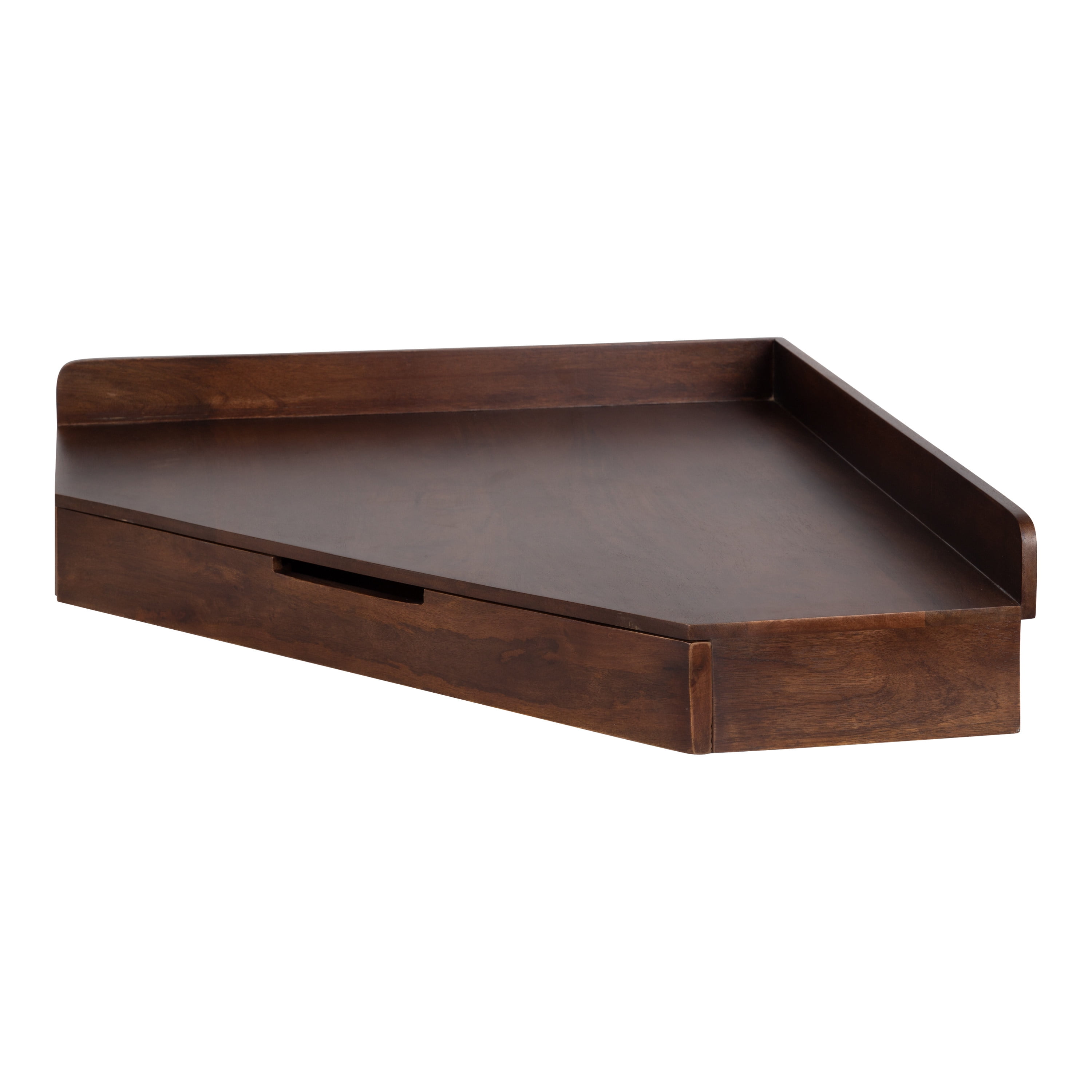 Kate and Laurel Kitt Floating Shelf Corner Desk, Walnut Brown 29x29x7