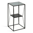 thumbnail image 1 of Kate and Laurel Knight Modern Square Glass Side Table, 12 x 12 x 24, Black, Decorative Two Tier End Table for Storage and Display, 1 of 8