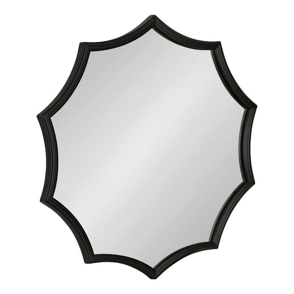 Kate and Laurel Lalina Scalloped Round Framed Accent Mirror, Black 24" Diameter