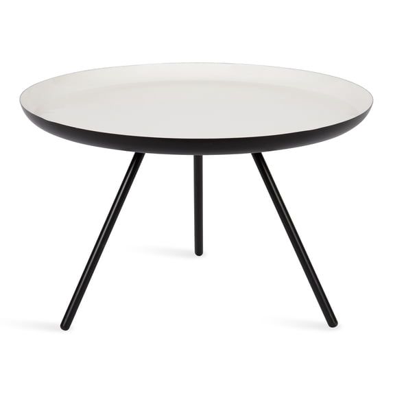 Kate and Laurel Laranya Modern Metal Coffee Table, 25 Inch Diameter, Black and White, Decorative Round Coffee Table for Display and Storage