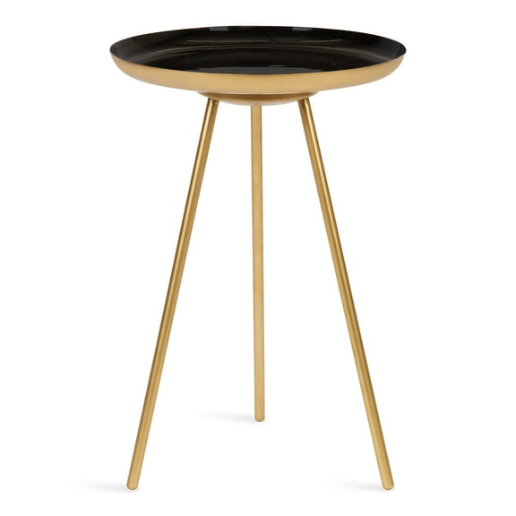 Kate and Laurel Laranya Modern Side Table, 15 x 15 x 22.5, Black and Gold, Chic Minimalist End Table