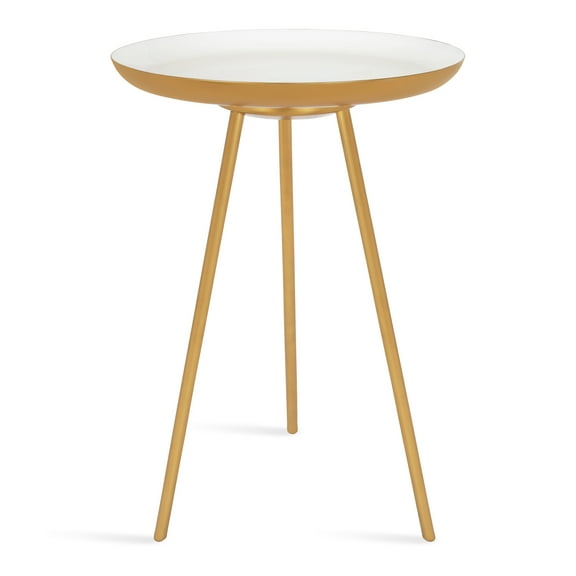 Kate and Laurel Laranya Modern Side Table, 15" x 15" x 22.5", White and Gold, Chic Minimalist End Table