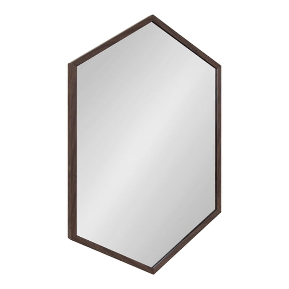 Kate and Laurel Laverty Modern Oblong Hexagon Mirror, 24 x 36, Walnut Brown, Geometric Wall Decor