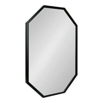 Kate and Laurel Laverty Modern Oblong Octagon Framed Wall Mirror, 24 x 36, Black, Geometric Wall Decor