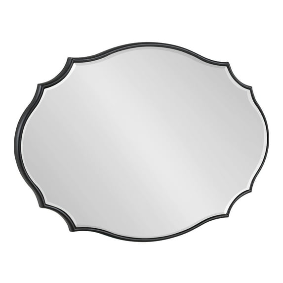 Kate and Laurel Leanna Modern Scalloped Wall Mirror, 18 x 24, Black, Glam Oval Mirror for Wall