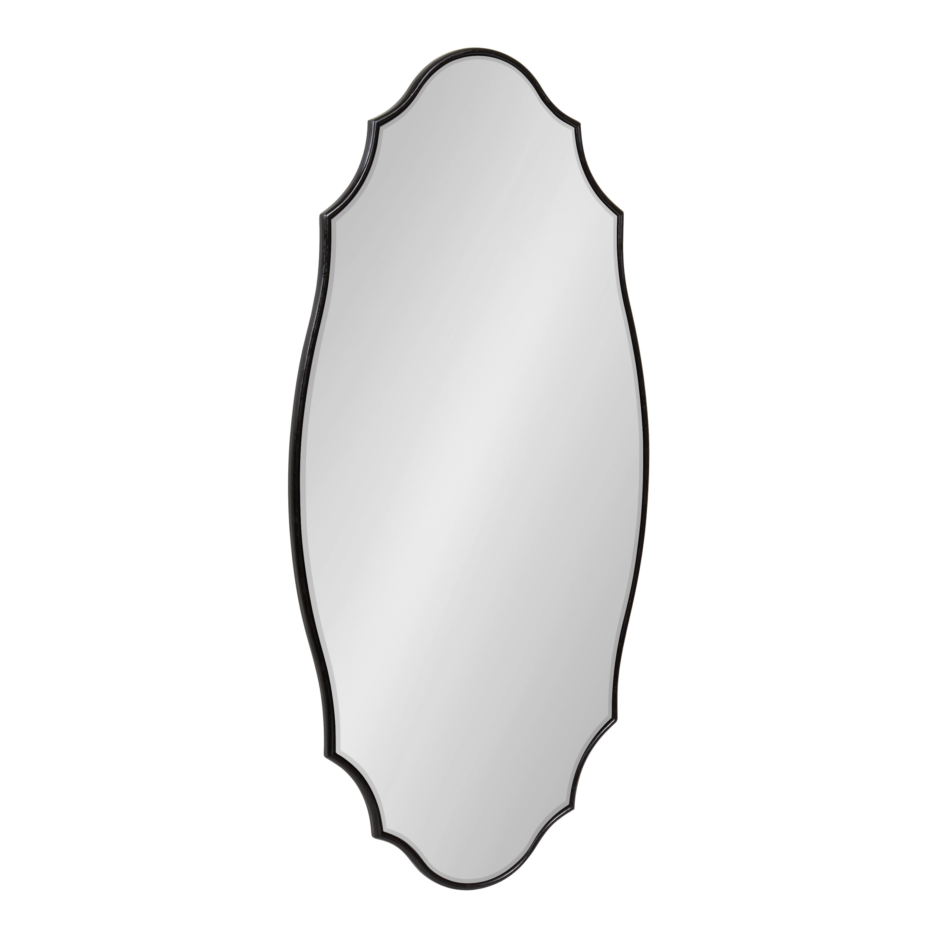 Leanna Black Scalloped Oval Wall Mirror, 20 x 42