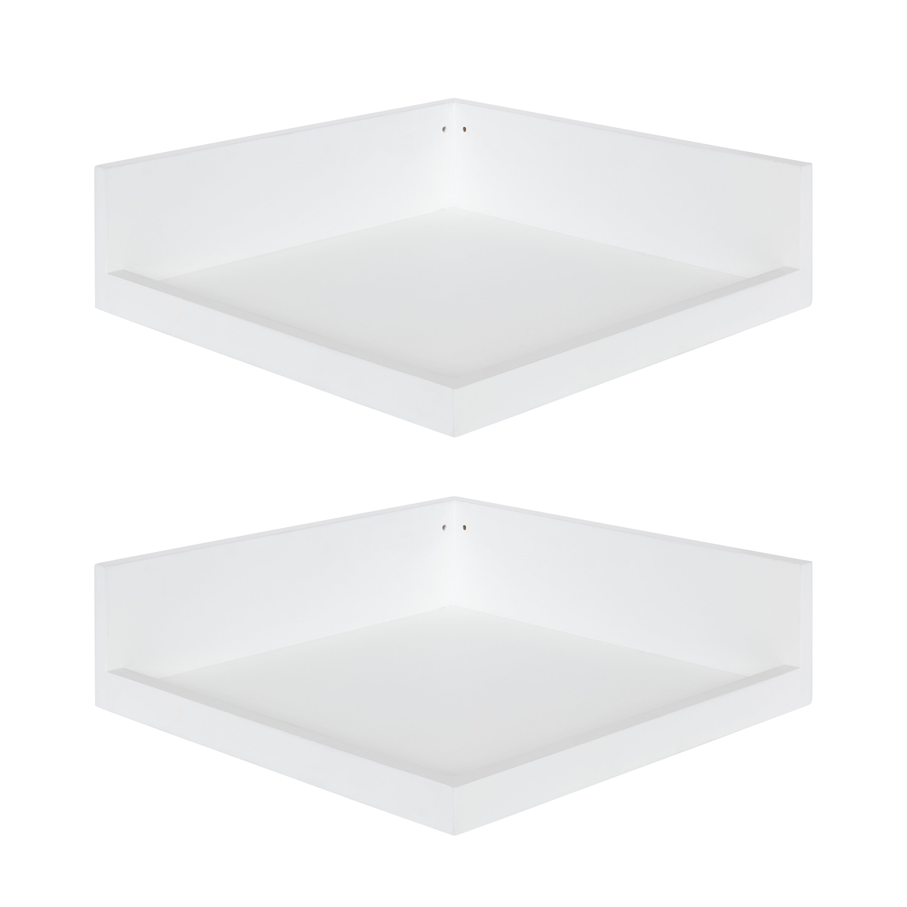 White Wood Floating Corner Wall Shelf Set