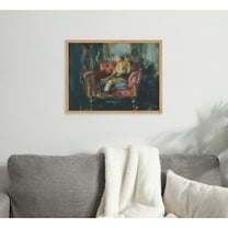 Kate and Laurel Lion Portrait in Rich Jewel Tones Framed Wall Art by The Creative Bunch Studio, 16x12 Natural, Classic Majestic Lion Art for Wall