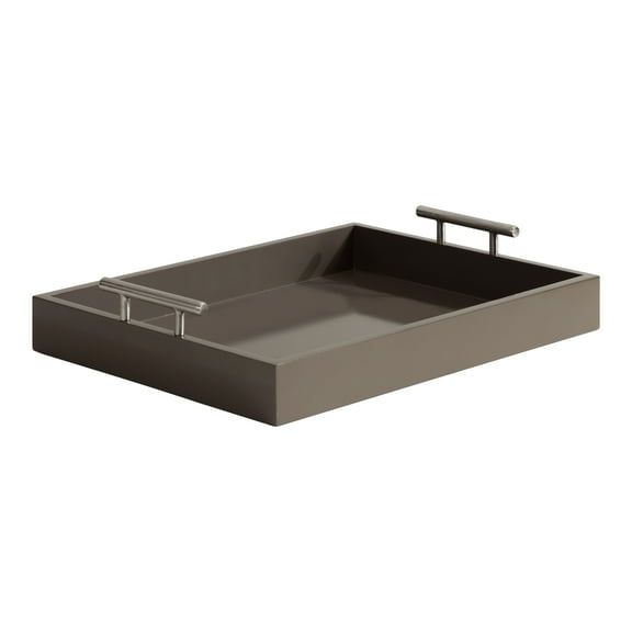 Kate and Laurel Lipton Decorative Modern Rectangular Tray, 16.5 x 12.25, Brown and Silver, Chic Serving Tray for Storage, Organization, and Display