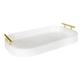 thumbnail image 1 of Kate and Laurel Lipton Glam Radius Rectangle Tray, 10" x 18", White and Gold, Decorative Accent with Rounded Edges, 1 of 6