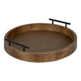 thumbnail image 1 of Kate and Laurel Lipton Modern Round Wood Tray, 15.5" Diameter, Rustic Brown with Black Handles, Decorative Accent Tray for Storage and Display, 1 of 5