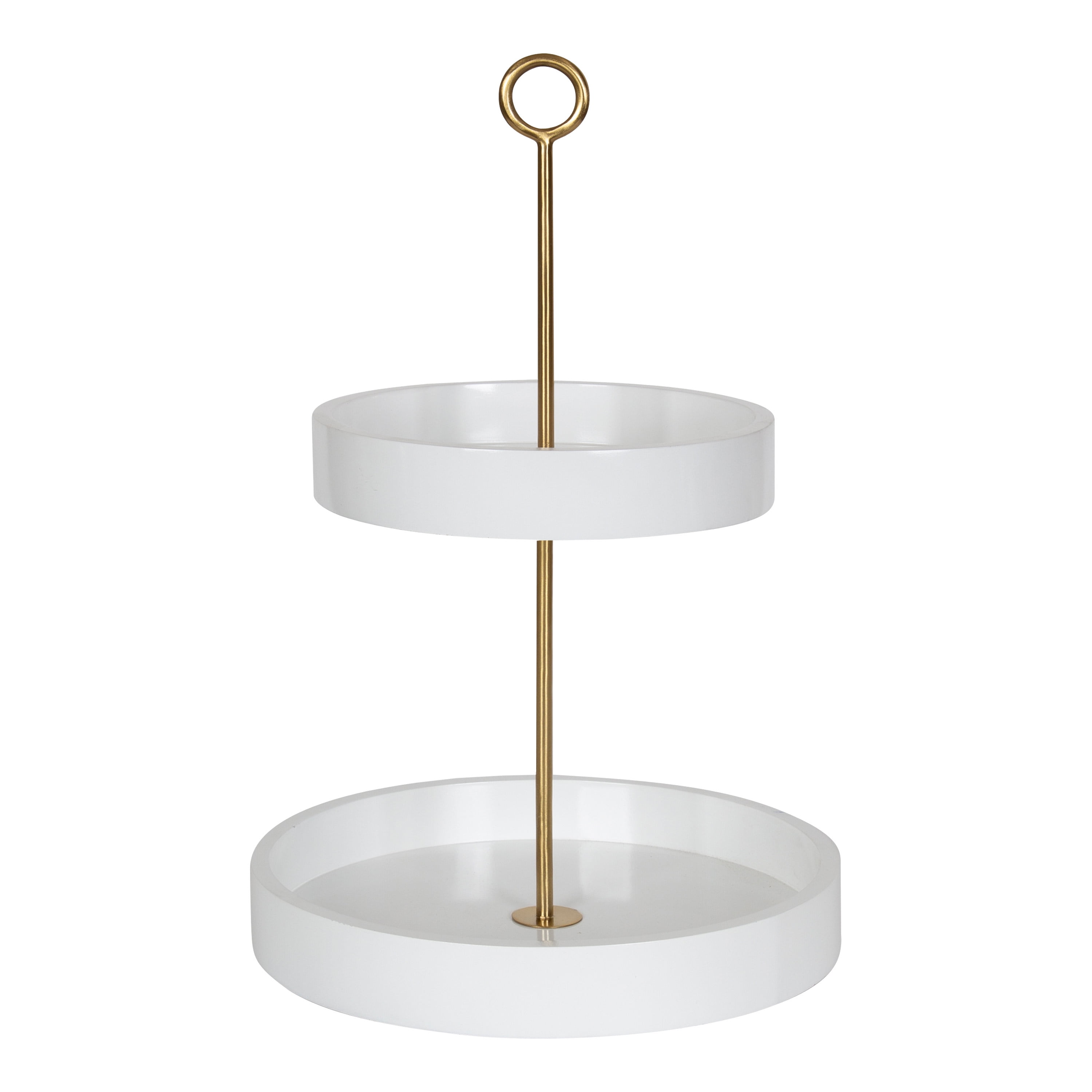 Lipton Glamorous White and Gold Round Metal Two-Tier Tray