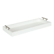 Kate and Laurel Lipton Narrow Decorative Tray, 10 x 24, White and Silver, Chic Accent Tray for Display and Storage