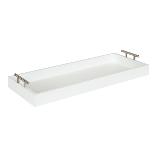 Kate and Laurel Lipton Narrow Decorative Tray, 10 x 24, White and