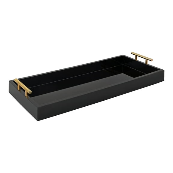 Kate and Laurel Lipton Narrow Rectangle Wood Accent Tray, Black 10x24
