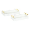 thumbnail image 1 of Kate and Laurel Lipton Rectangle Wood Tray Set, White/Gold 2 Piece, 1 of 9