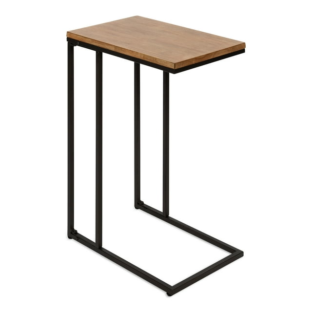 Kate and Laurel Lockridge Modern C-Shape End Table, 19 x 12 x 27, Rustic Brown and Black, Decorative Minimalist Accent Table for Storage and Display