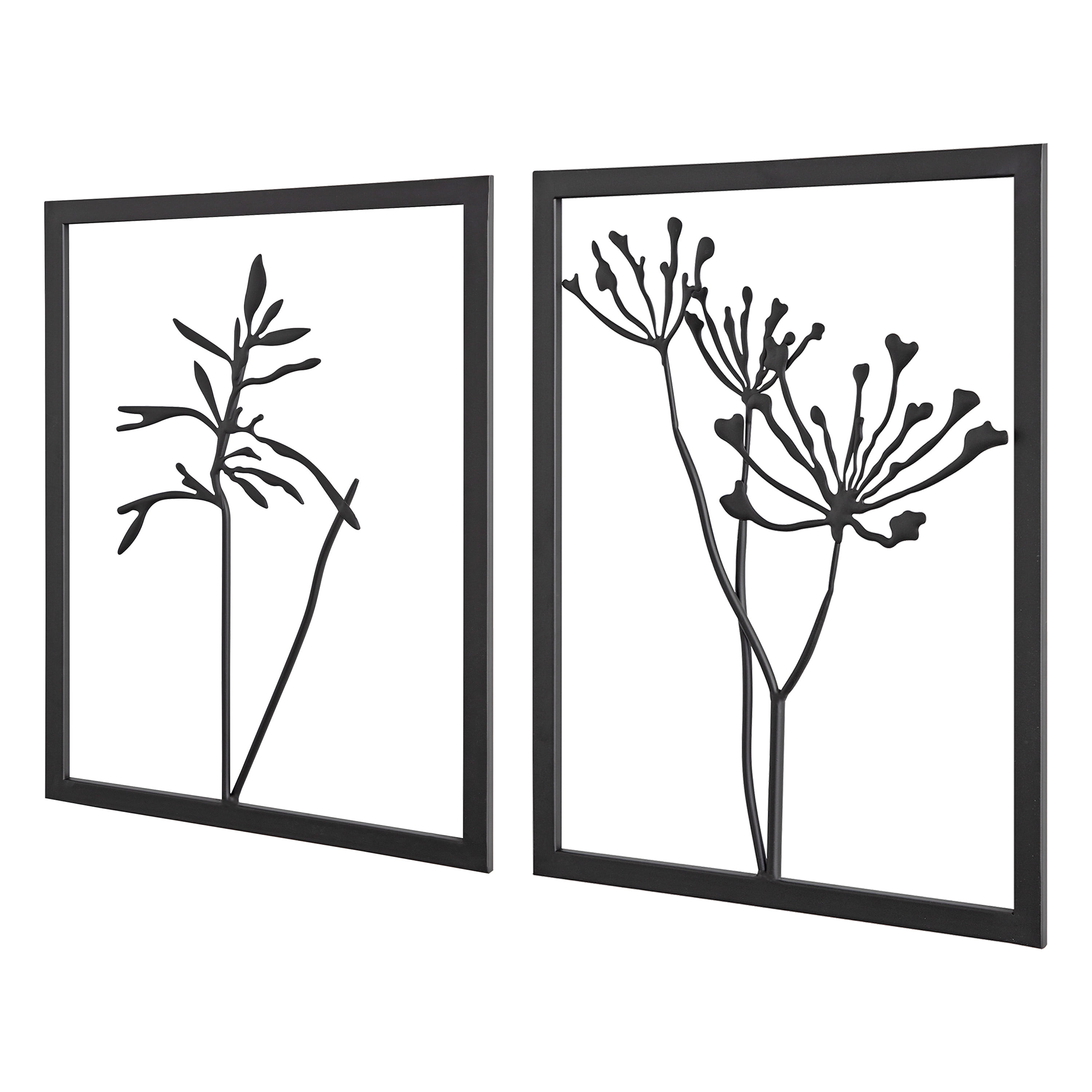 Malak Black Metal Framed Floral Wall Art Set