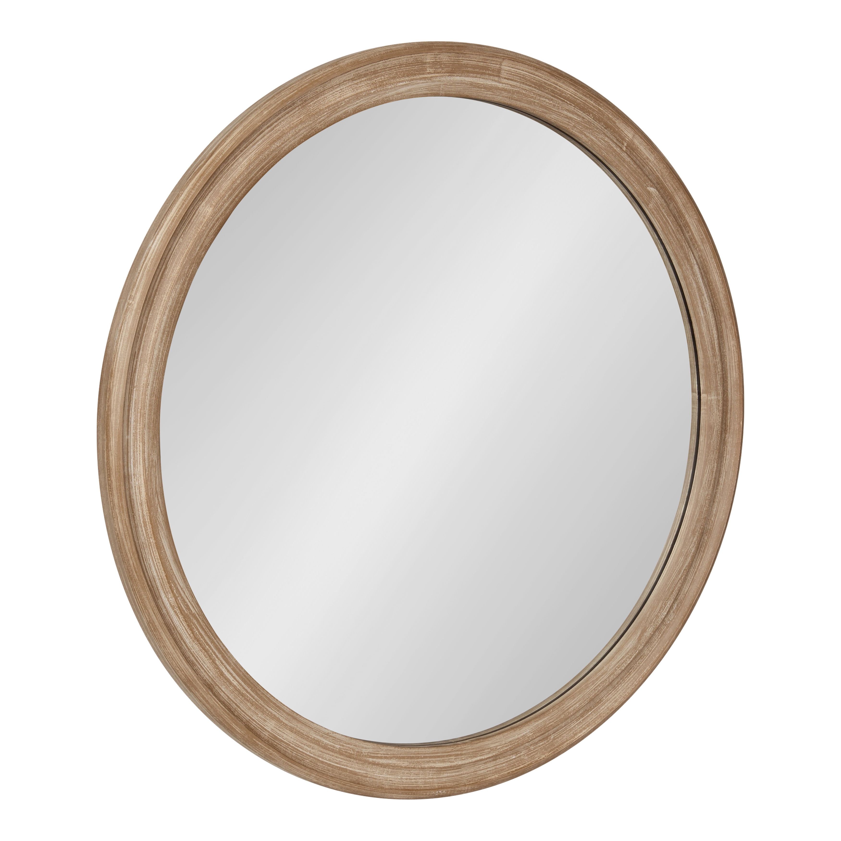 Rustic Brown 28" Round Wood Framed Wall Mirror