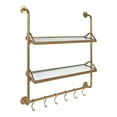 thumbnail image 1 of Kate and Laurel Marit Modern Industrial Wall Shelf with Metal Pipe Supports and Glass Shelves, Gold, 1 of 7