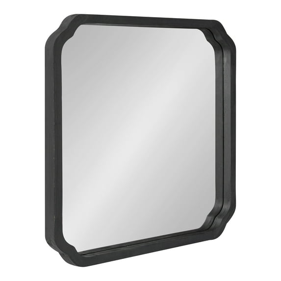 Kate and Laurel Marston Wood Framed Wall Mirror, Black 24x24