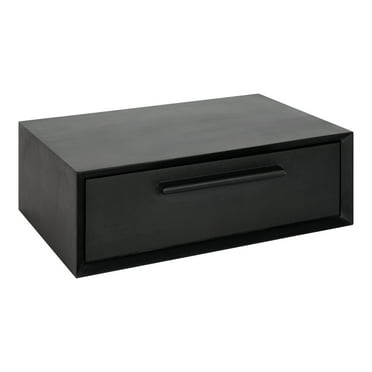 Kate and Laurel McCutcheon Floating Wood Shelf, 18 x 12 x 6, Black, Transitional Floating Nightstand
