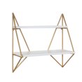 thumbnail image 1 of Kate and Laurel Melita 2 Tier Wood and Metal Wall Shelf, White/Gold 2 Shelves, 1 of 6