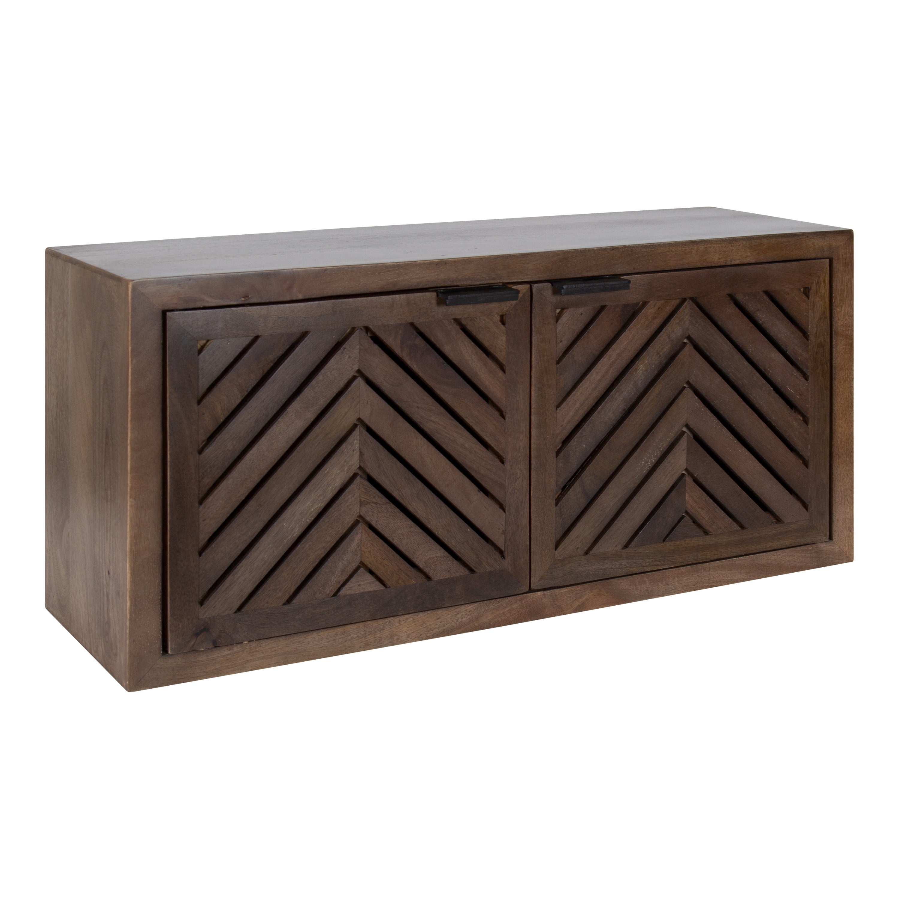 Natural Mango Wood Scandinavian Wall Cabinet with Two Doors
