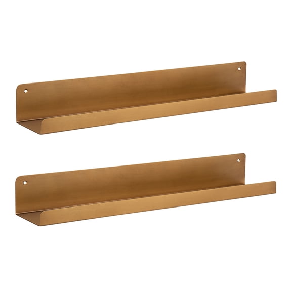 Kate and Laurel Mezzo Modern Metal Ledge Shelf Set, Gold 2 Piece