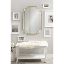Kate and Laurel Minuette Traditional Wall Mirror, 24 x 36, Gold, Decorative Farmhouse Mirror with Elegant Scalloped Interlocking Geometry and Slim Profile