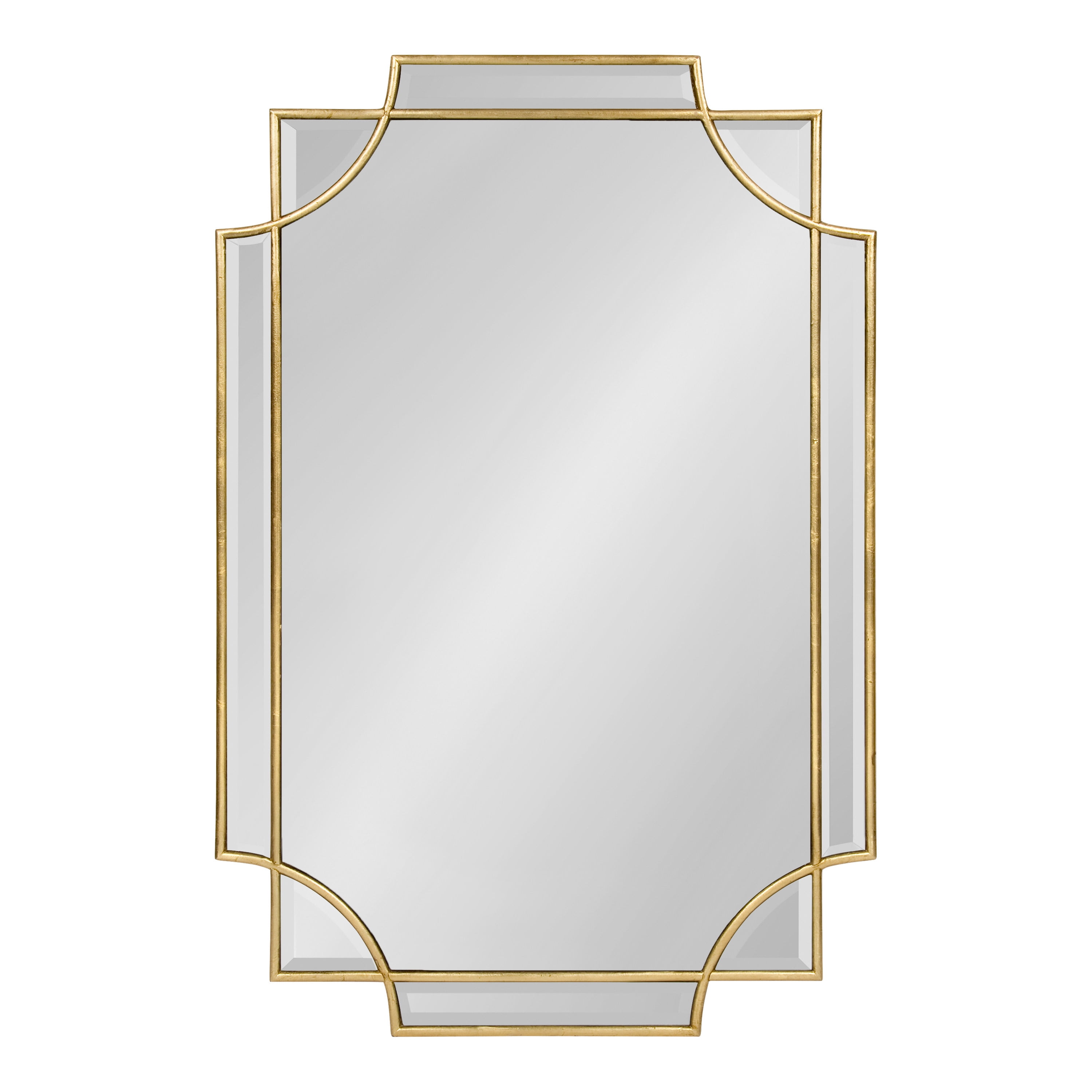 Gold Leaf Rectangular Wood Frame Wall Mirror, 28x39.25 Inches