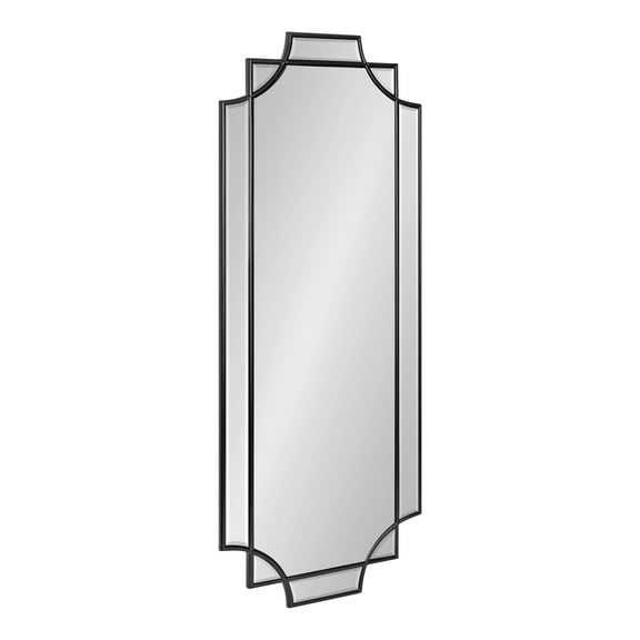 Kate and Laurel Minuette Glam Wall Mirror, 16 x 42, Black, Elegant Traditional Home Decor With A Boho Charm