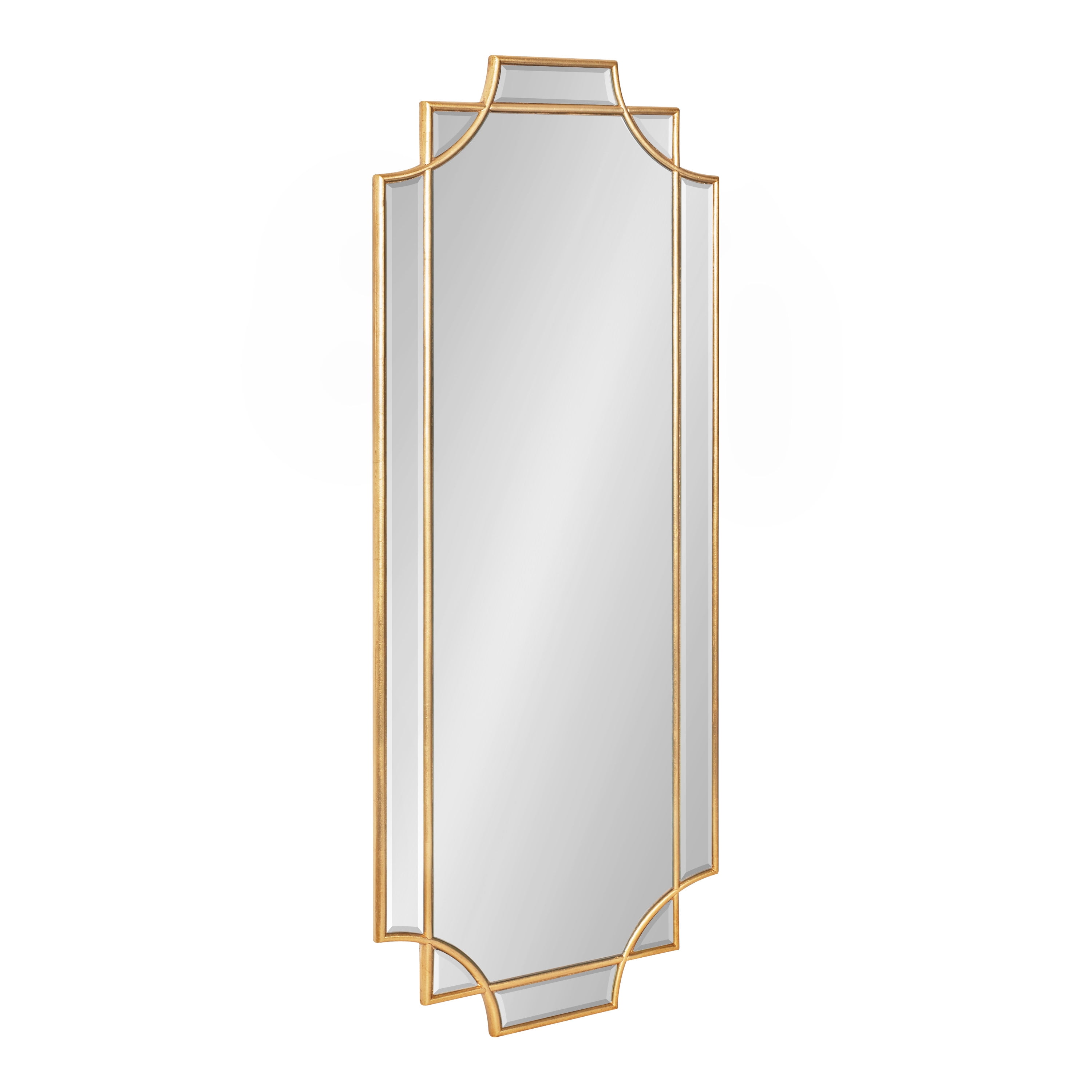 Minuette Full Length Rectangular Wood Mirror in Gold