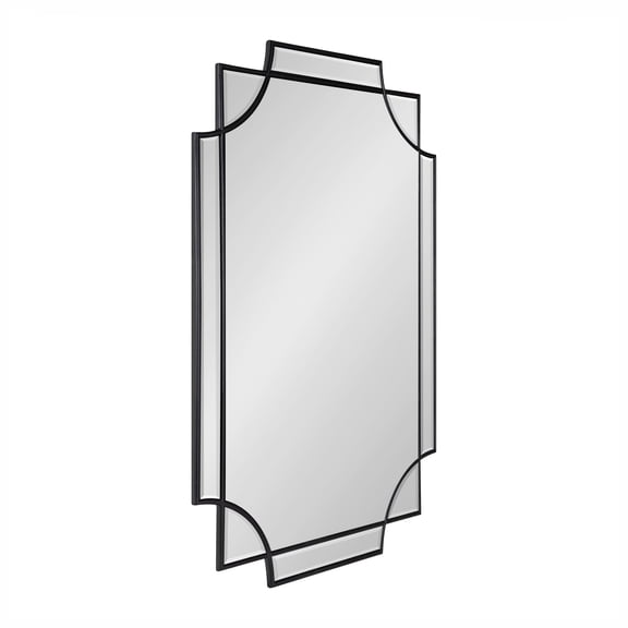 Kate and Laurel Minuette Glam Wall Mirror, 24" x 36", Black, Elegant Traditional Home Decor With A Boho Charm