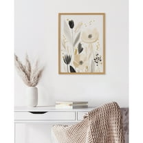 Kate and Laurel Modern Muted Cottage Floral Abstract Framed Wall Art by The Creative Bunch Studio, 12x16 Gold, Cute Flower Art for Wall