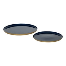 Kate and Laurel Neila Metal Tray Set, Navy Blue/Gold 2 Piece