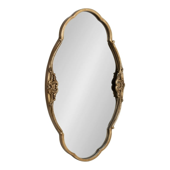Kate and Laurel Novella Glam Oval Ornate Mirror, 18x30, Gold, Vintage Baroque Inspired Wall Decor